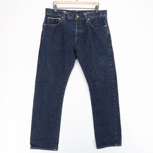 Gap Straight Selvedge Jeans Mens 34x30 Blue 100% Cotton Hidden Rivets Button Fly